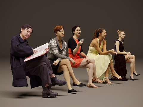 Personas sentadas x 5 05 Modelo 3D