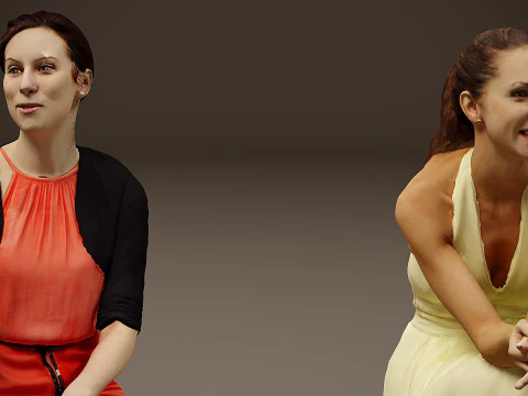 Sitting people x 5 05 3D Model