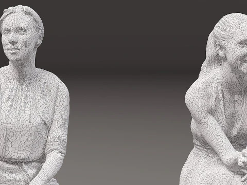 Sitting people x 5 05 3D Model