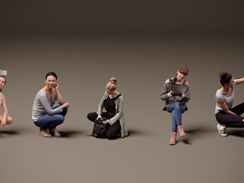 Orang duduk x 5 06 Model 3D