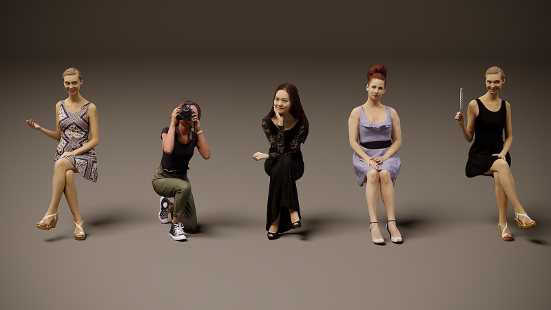 Сидячі люди х 5 07 3D Модель .c4d .max .obj .3ds .fbx .stl .blend 