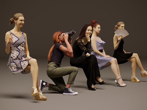 Сидячі люди х 5 07 3D Модель