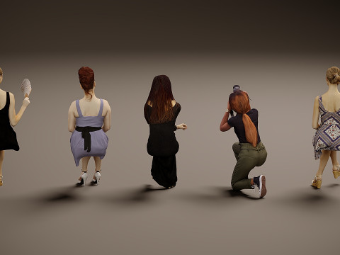 Сидячі люди х 5 07 3D Модель
