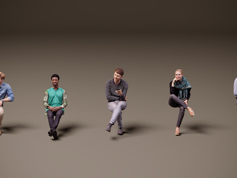 Oturan insanlar x 5 09 3D Model