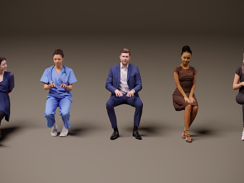 Personas sentadas x 5 10 Modelo 3D