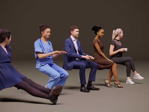 Personas sentadas x 5 10 Modelo 3D