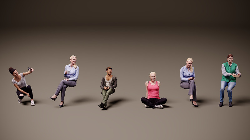 坐着的人 x 6 3D 模型 .c4d .max .obj .3ds .fbx .stl .blend