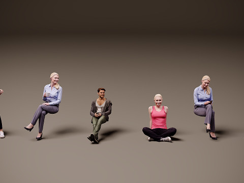 Personas sentadas x 6 Modelo 3D