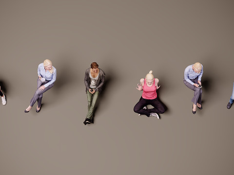 坐着的人 x 6 3D 模型