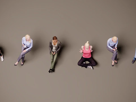 Sitting people x 6 3D Model