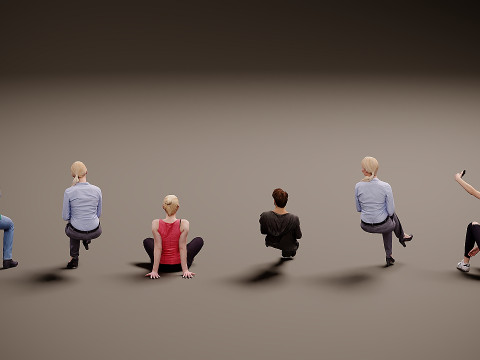 坐着的人 x 6 3D 模型