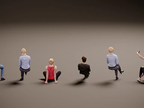 Sitting people x 6 3D Model