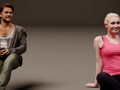 Sitting people x 6 3D Model
