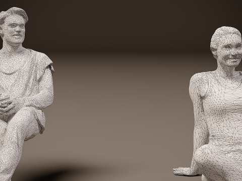 坐着的人 x 6 3D 模型