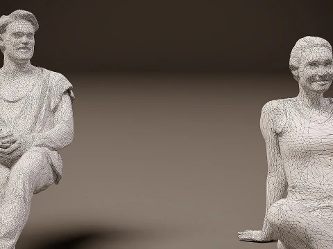 Sitting people x 6 3D Model