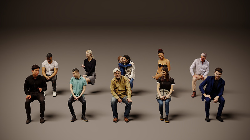 Sitzende Menschen x10 3D Modell .c4d .max .obj .3ds .fbx .stl .blend 