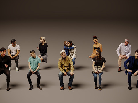 Personas sentadas x10 Modelo 3D