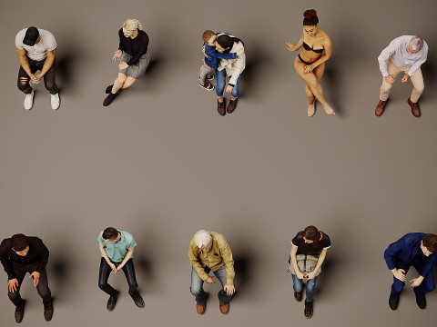 Sitzende Menschen x10 3D Modell