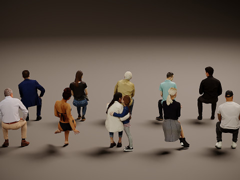 Sitzende Menschen x10 3D Modell