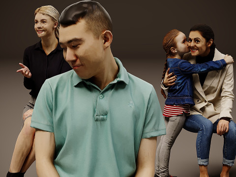 Sitzende Menschen x10 3D Modell