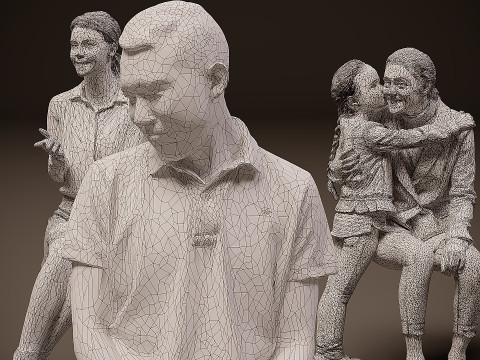 Sitzende Menschen x10 3D Modell