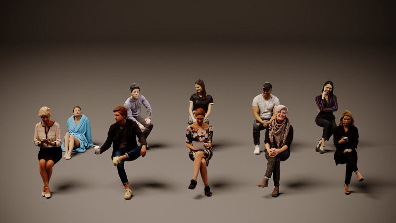 Sitzende Menschen x 10 00 3D Modell .c4d .max .obj .3ds .fbx .stl .blend 