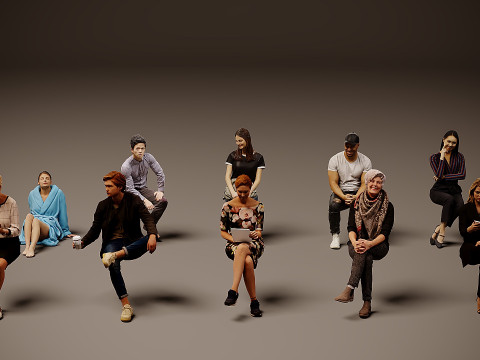 Personas sentadas x 10 00 Modelo 3D