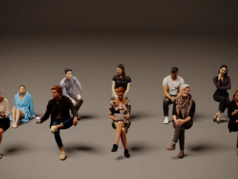 Persone sedute x 10 00 Modello 3D