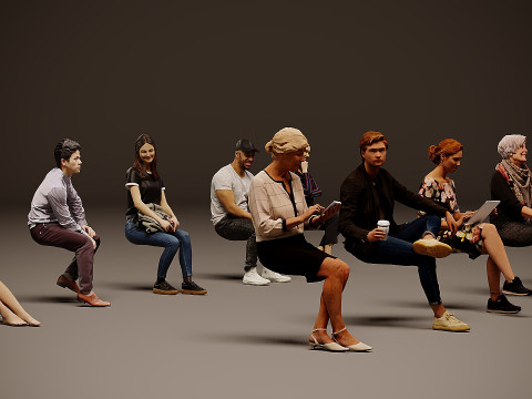 Sitzende Menschen x 10 00 3D Modell