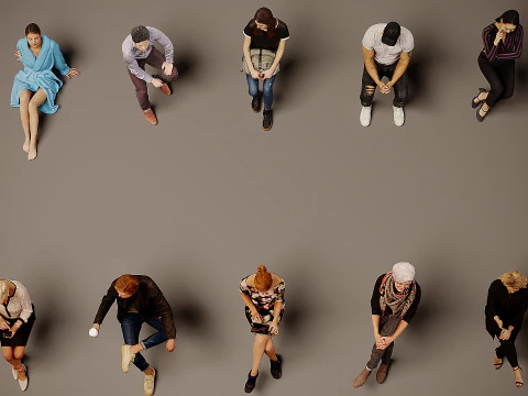 Sitting people x 10 00 3D Model