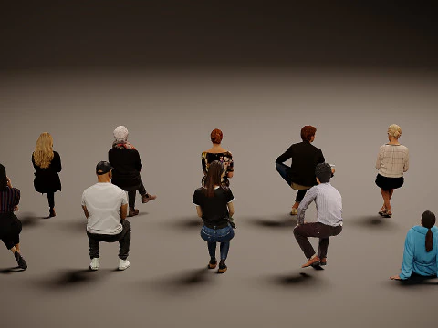 Sitting people x 10 00 3D Model