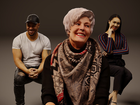 Sitzende Menschen x 10 00 3D Modell