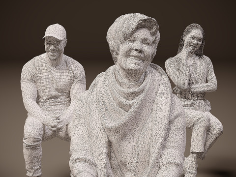 Sitzende Menschen x 10 00 3D Modell