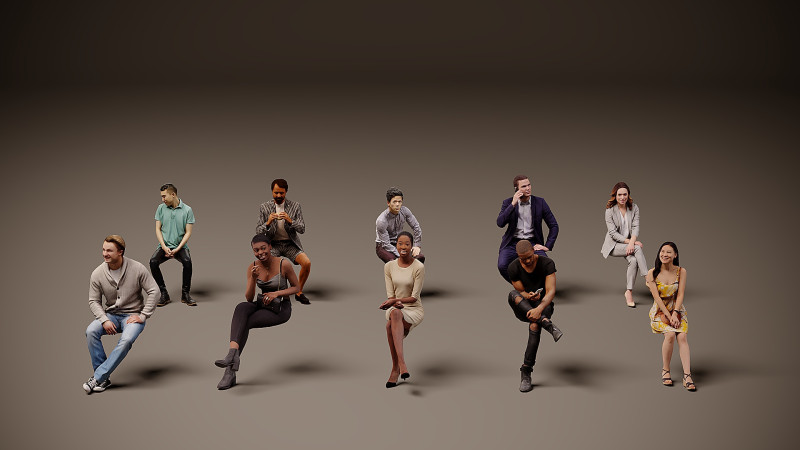 Sitzende Menschen x 10 01 3D Modell .c4d .max .obj .3ds .fbx .stl .blend 