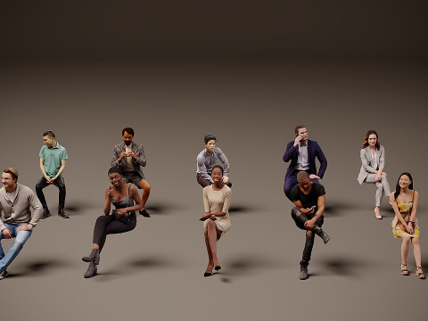 बैठे हुए लोग x 10 01 3D मॉडल