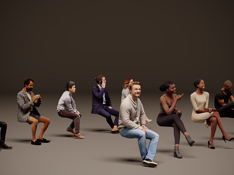 Sitzende Menschen x 10 01 3D Modell