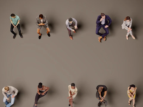 Sitting people x 10 01 3D Model