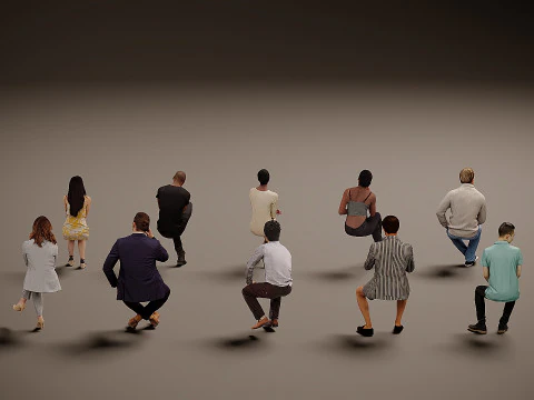 Sitting people x 10 01 3D Model