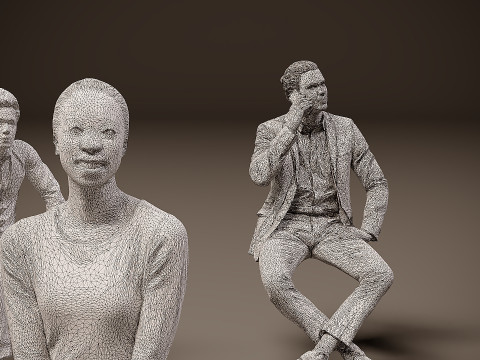 Sitzende Menschen x 10 01 3D Modell