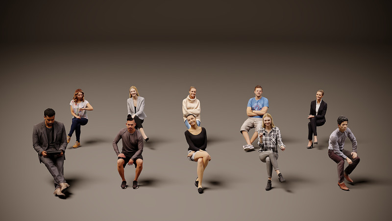 Sitzende Menschen x 10 02 3D Modell .c4d .max .obj .3ds .fbx .stl .blend 