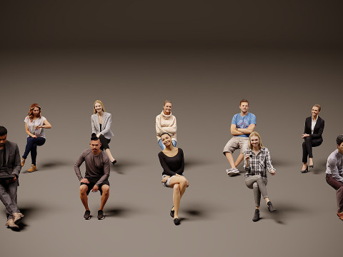 座る人×10 02 3Dモデル