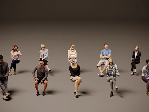 Pessoas sentadas x 10 02 Modelo 3D