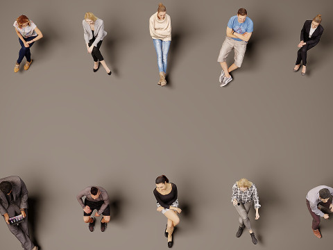 Sitzende Menschen x 10 02 3D Modell