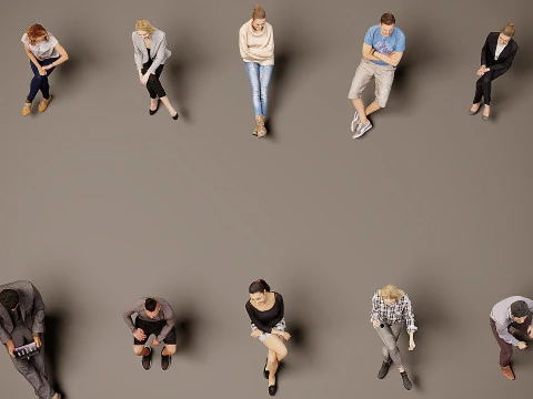 Sitting people x 10 02 3D Model
