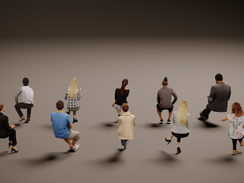 Sitzende Menschen x 10 02 3D Modell