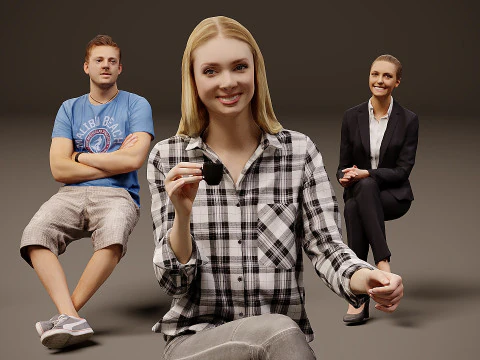 Sitting people x 10 02 3D Model
