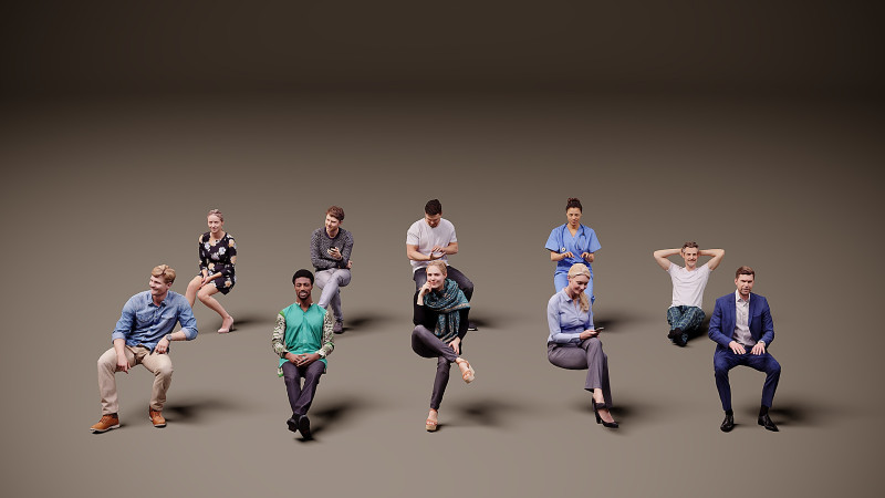 Sitzende Menschen x 10 03 3D Modell .c4d .max .obj .3ds .fbx .stl .blend 