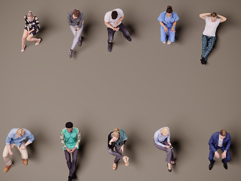 Sitzende Menschen x 10 03 3D Modell