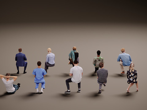 Sitzende Menschen x 10 03 3D Modell