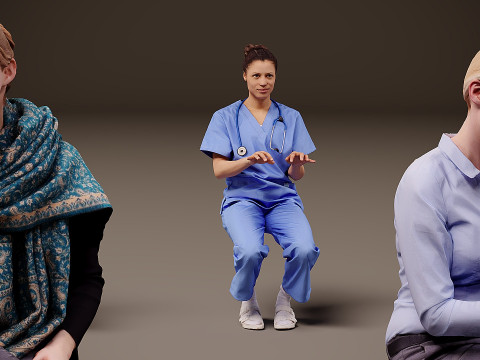 Sitzende Menschen x 10 03 3D Modell